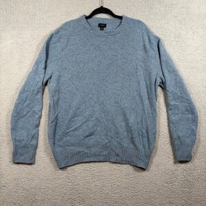 J.Crew Mens XXL Blue Merino Wool Blend Crewneck Sweater Knit Long Sleeve